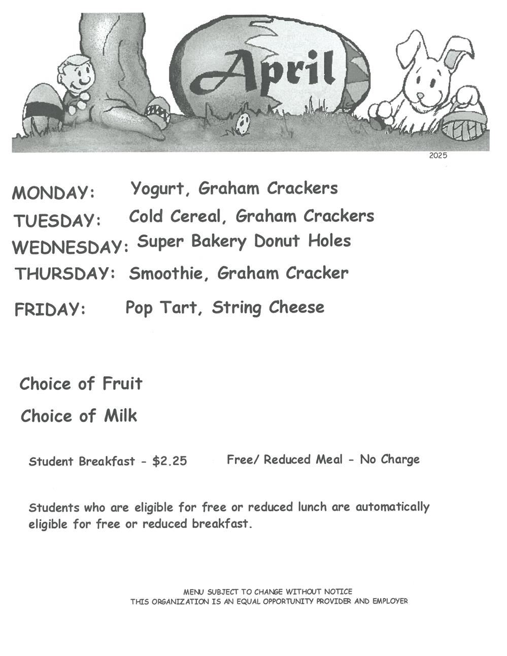 Breakfast Menu Breakfast Menu